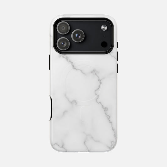 White Marble Tough Magnetic Phone Case iPhone 17 Pro Max Glossy Phone Case