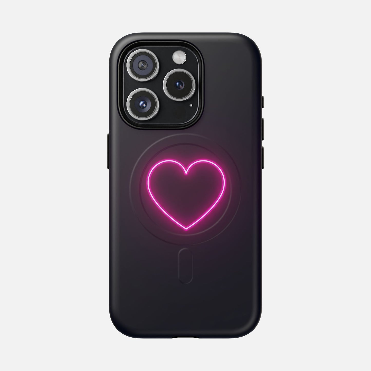 Neon Heart With Glow Pink iPhone Case — Tough Magnetic | MagSafe Compatible