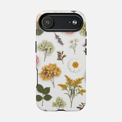 Floral Pressed Flower Tough Magnetic Phone Case — Botanical Dried Flowers Design iPhone 17 Air Matte Phone Case
