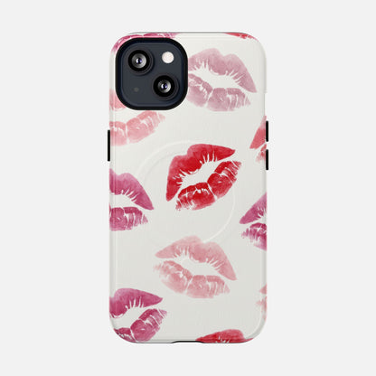 Pink Kiss Print iPhone Case — Tough Magnetic | MagSafe Compatible