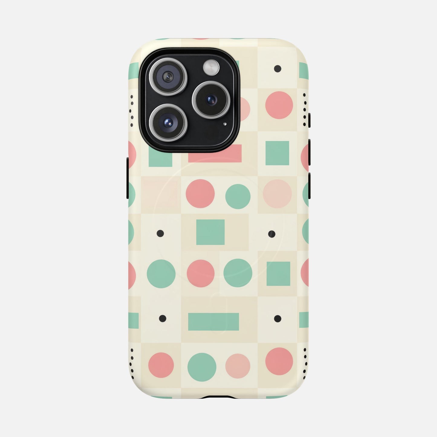 Pastel Circles & Squares iPhone Case — Tough Magnetic | MagSafe Compatible