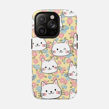 Cute Floral Cat iPhone Case — Tough Magnetic | MagSafe Compatible