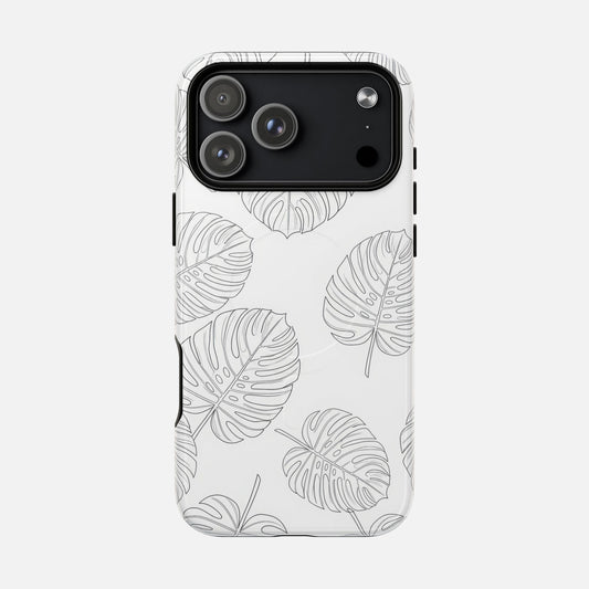 Monstera Leaf Clear Tropical Pattern iPhone Case — Tough Magnetic | MagSafe Compatible