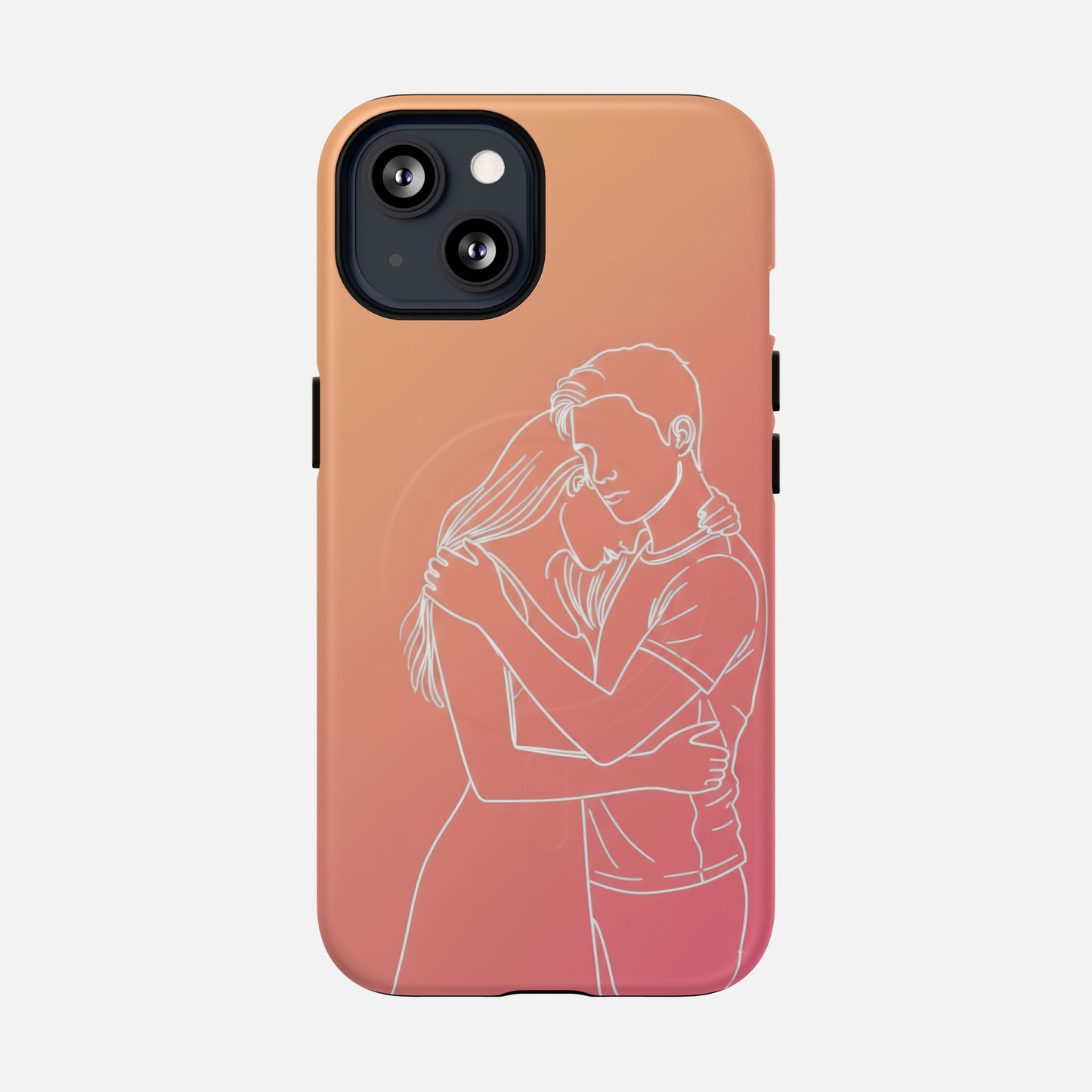 Romantic Outline Couple Tough Magnetic Phone Case — Protective iPhone Cover for Couples, Anniversary & Valentine’s Gift iPhone 13 Matte Phone Case