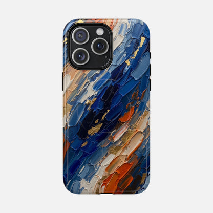 Magnetic Phone Case — Abstract Blue & Orange Paint Texture iPhone 15 Pro Max Glossy Phone Case