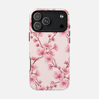 Pink Cherry Blossom iPhone Case — Tough Magnetic | MagSafe Compatible