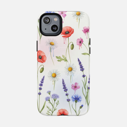 Floral Wildflower Tough Magnetic Phone Case — Poppies, Daisies & Lavender iPhone 14 Plus Matte Phone Case