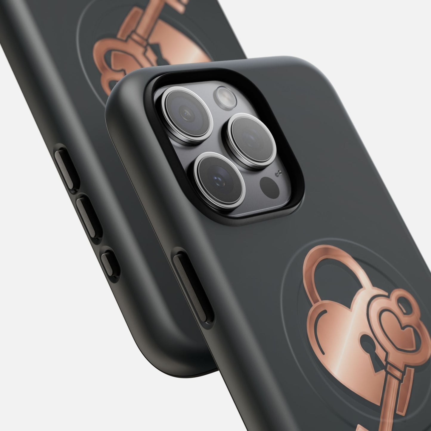 Rose Gold Lock & Key Design iPhone Case — Tough Magnetic | MagSafe Compatible