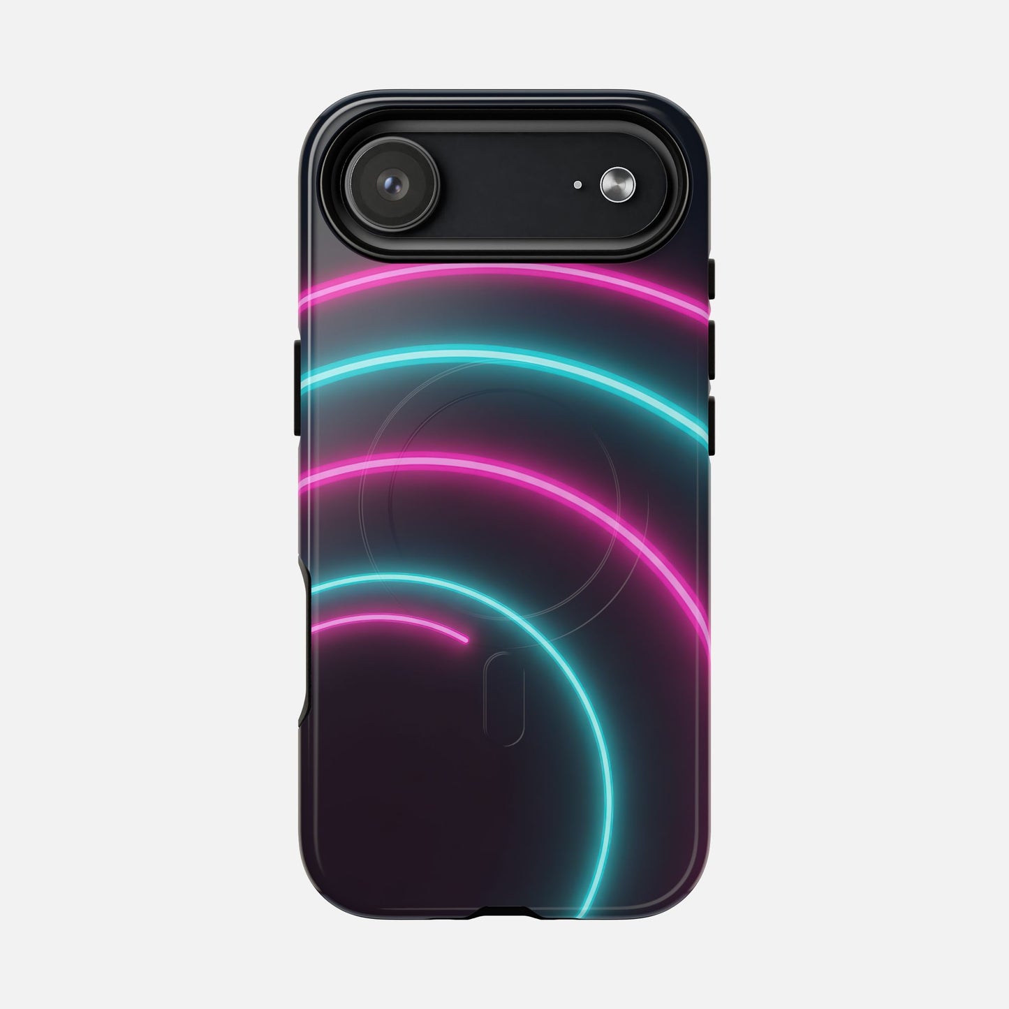 Neon Arc with Pink & Teal Glow iPhone Case — Tough Magnetic | MagSafe Compatible