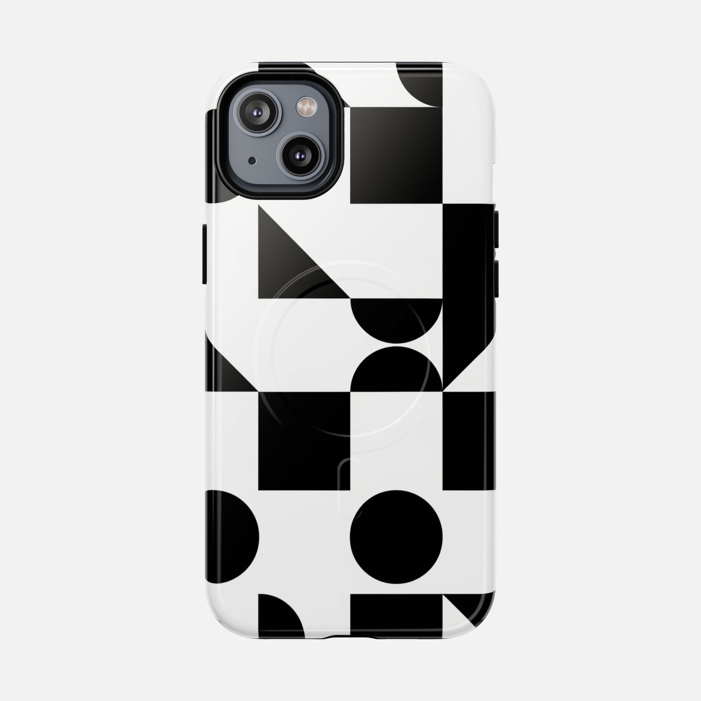 Geometric Black & White iPhone Case — Tough Magnetic | MagSafe Compatible