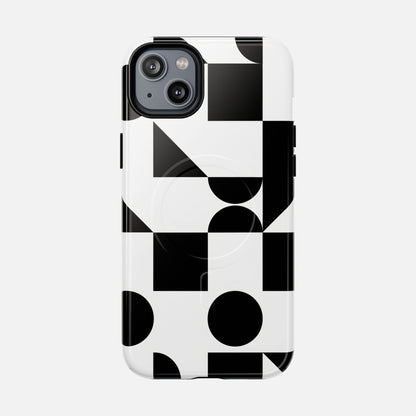Geometric Black & White iPhone Case — Tough Magnetic | MagSafe Compatible