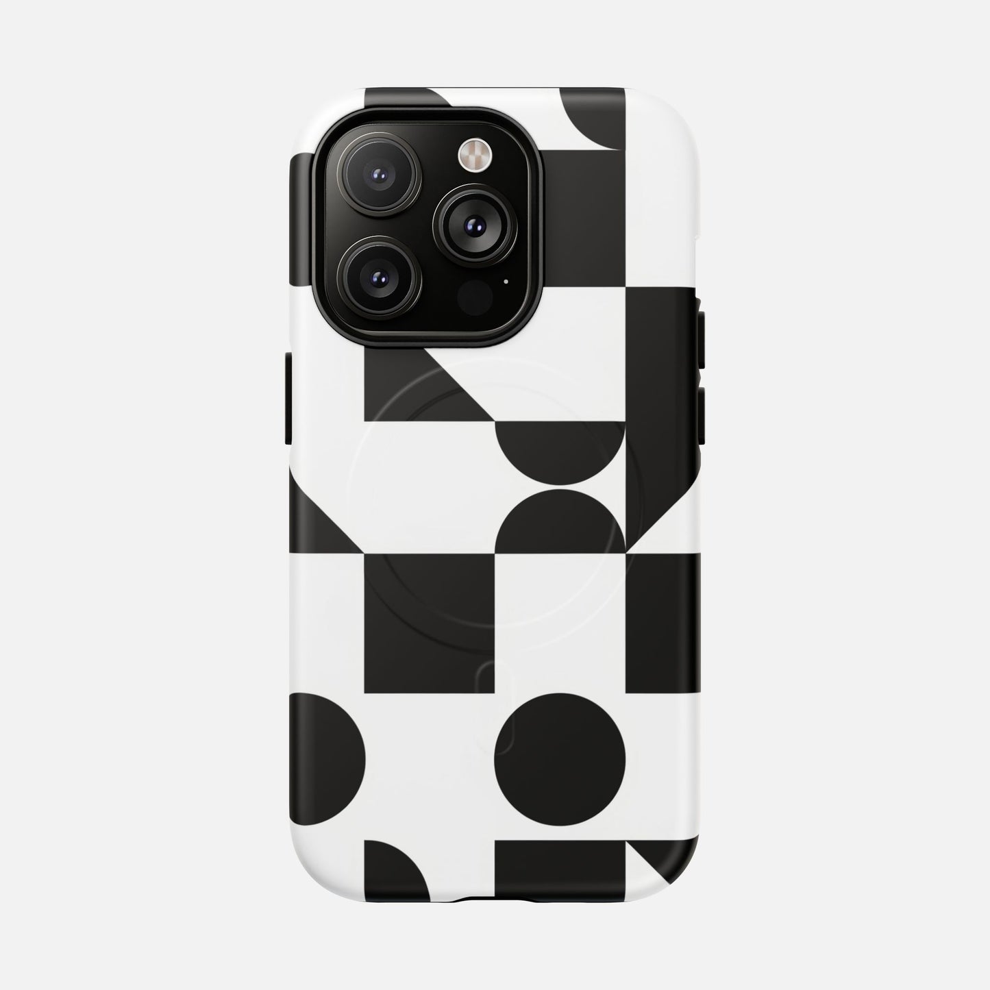 Geometric Black & White iPhone Case — Tough Magnetic | MagSafe Compatible