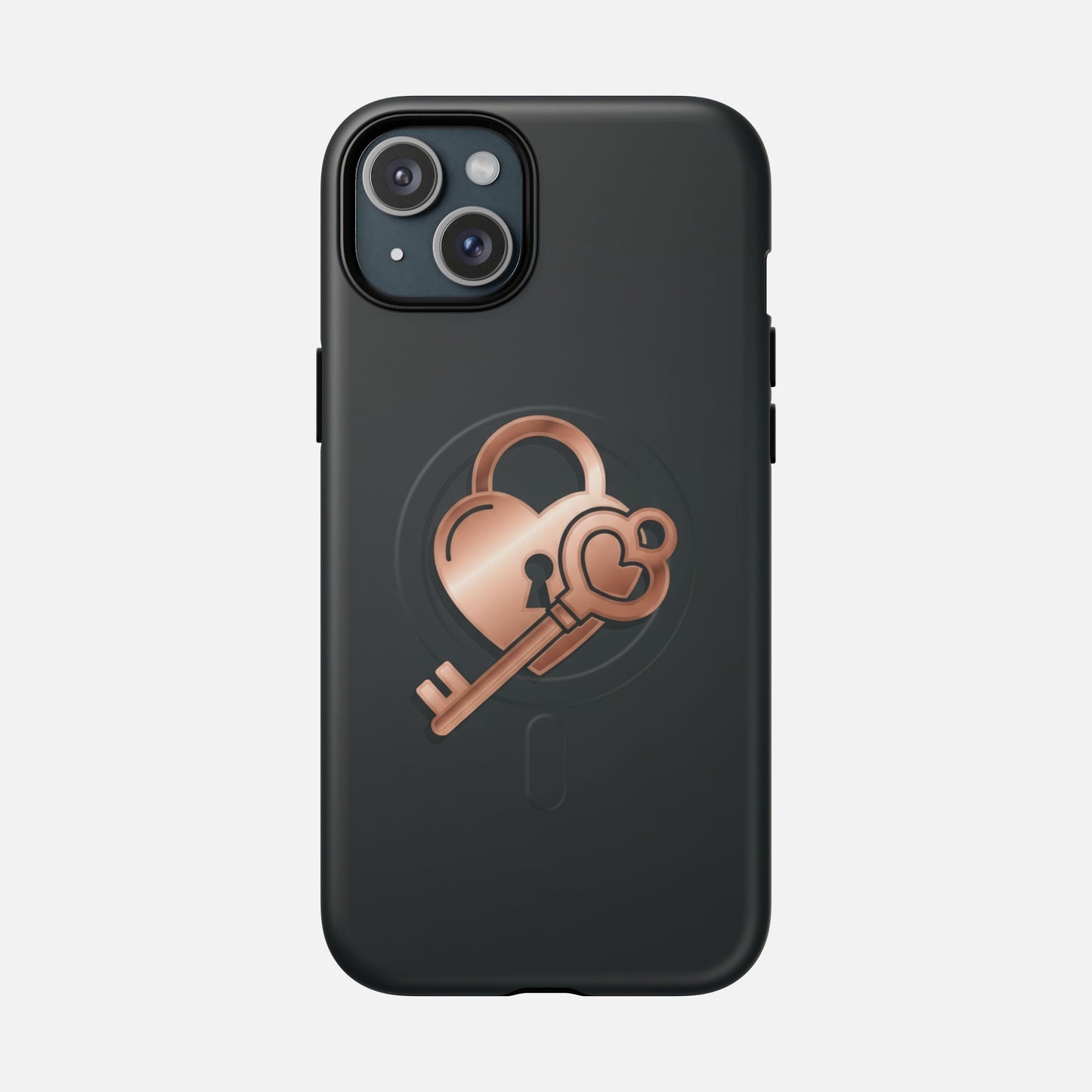 Rose Gold Lock & Key Design iPhone Case — Tough Magnetic | MagSafe Compatible