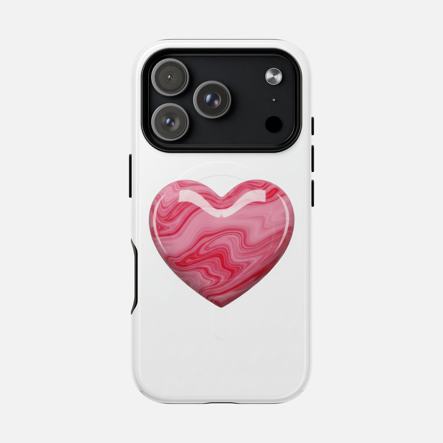 Pink Marble Heart iPhone Case — Tough Magnetic | MagSafe Compatible
