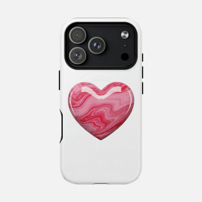 Pink Marble Heart iPhone Case — Tough Magnetic | MagSafe Compatible