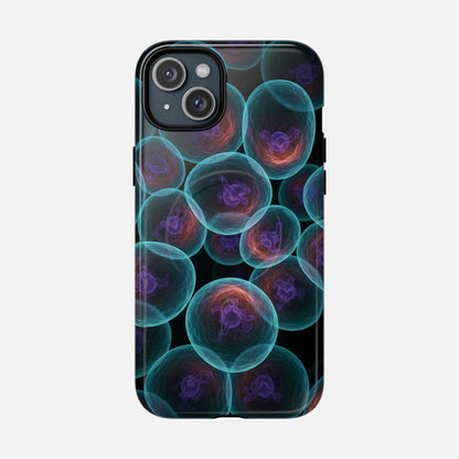 Abstract Neon Bubbles Magnetic Phone Case — Protective Tough Magnetic iPhone Cover iPhone 15 Plus Glossy Phone Case