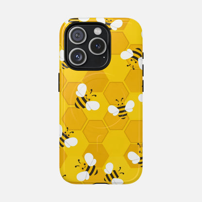 Cute Yellow Bumblebee iPhone Case — Tough Magnetic | MagSafe Compatible