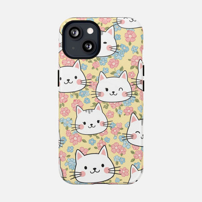 Cute Floral Cat iPhone Case — Tough Magnetic | MagSafe Compatible