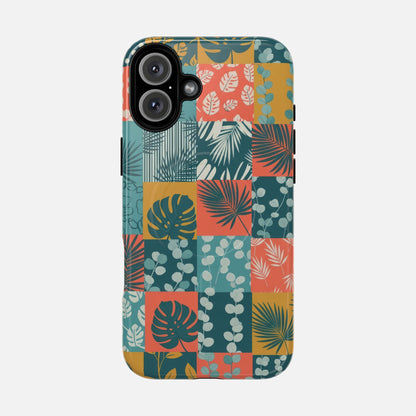 Tropical Patchwork Tough Magnetic Phone Case iPhone 16 Plus Glossy Phone Case