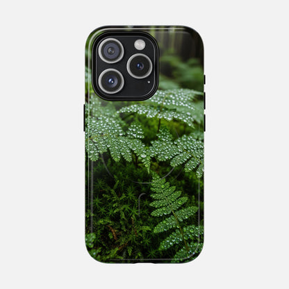 Fern Dew Tough Magnetic Phone Case — Nature Photography Protective Cover iPhone 15 Pro Glossy Phone Case