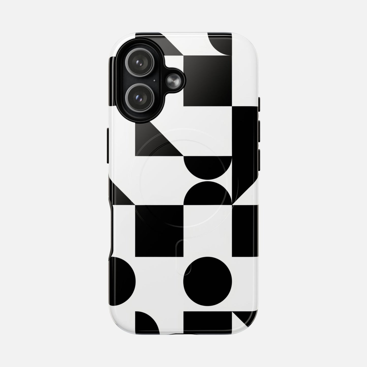 Geometric Black & White iPhone Case — Tough Magnetic | MagSafe Compatible