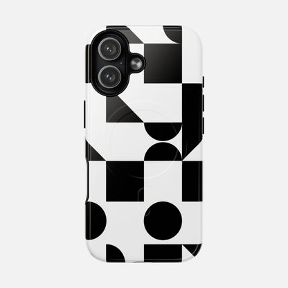 Geometric Black & White iPhone Case — Tough Magnetic | MagSafe Compatible