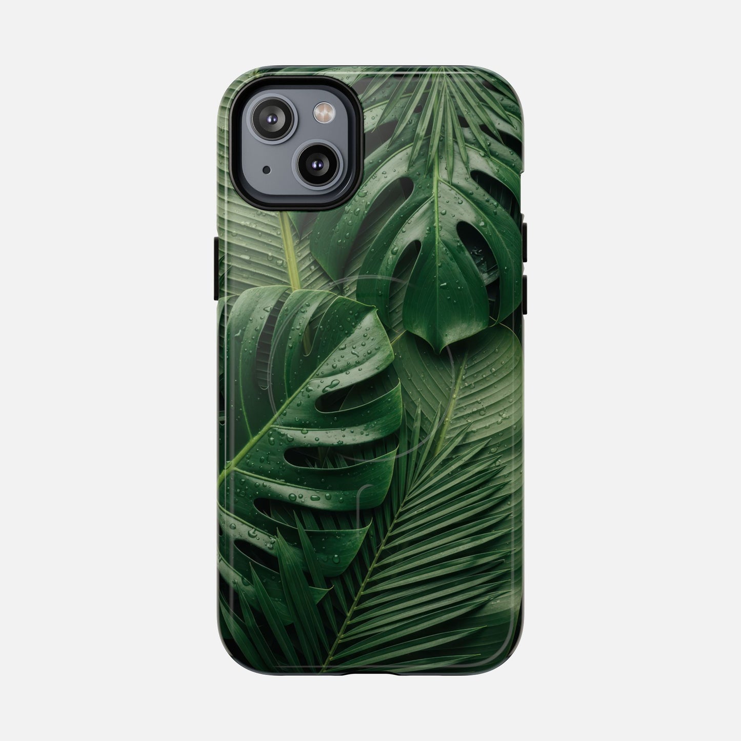 Tropical Monstera Magnetic Phone Case — Tough Protective iPhone Cover iPhone 14 Plus Glossy Phone Case
