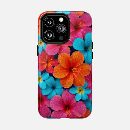 Phone Case — Colorful Tropical Plumeria Floral Magnetic Tough Case iPhone 13 Pro Glossy Phone Case