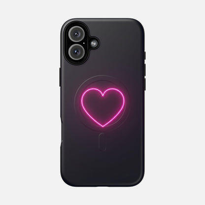 Neon Heart With Glow Pink iPhone Case — Tough Magnetic | MagSafe Compatible