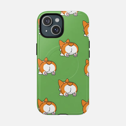 Corgi Bum Magnetic Tough Case — Cute Cartoon Dog Phone Cover iPhone 15 Glossy Phone Case