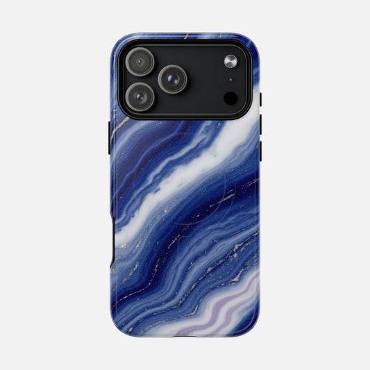 Blue Agate Tough Magnetic Phone Case — Protective Magnetic Snap-On iPhone Case iPhone 17 Pro Max Glossy Phone Case