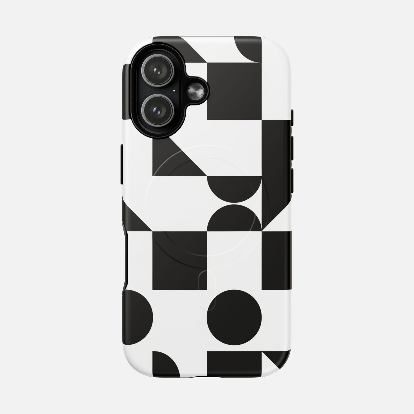 Geometric Black & White iPhone Case — Tough Magnetic | MagSafe Compatible
