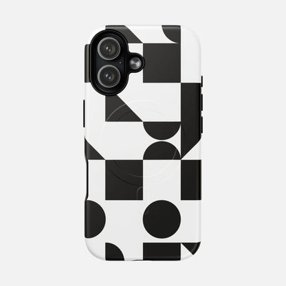 Geometric Black & White iPhone Case — Tough Magnetic | MagSafe Compatible