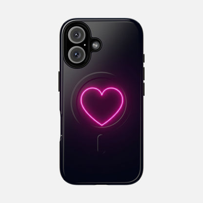 Neon Heart With Glow Pink iPhone Case — Tough Magnetic | MagSafe Compatible