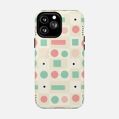 Pastel Circles & Squares iPhone Case — Tough Magnetic | MagSafe Compatible