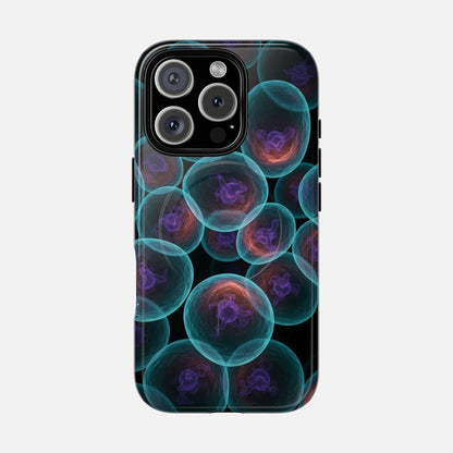 Abstract Neon Bubbles Magnetic Phone Case — Protective Tough Magnetic iPhone Cover iPhone 16 Pro Glossy Phone Case