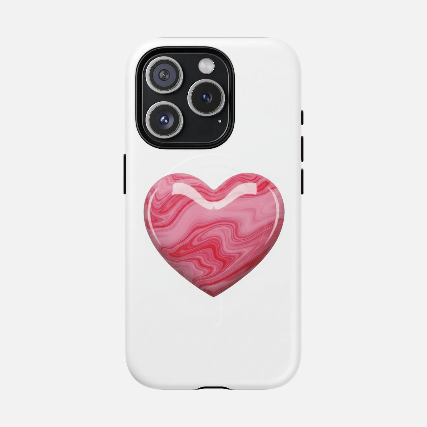 Pink Marble Heart iPhone Case — Tough Magnetic | MagSafe Compatible