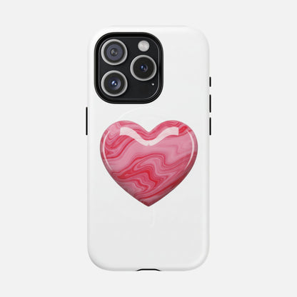 Pink Marble Heart iPhone Case — Tough Magnetic | MagSafe Compatible