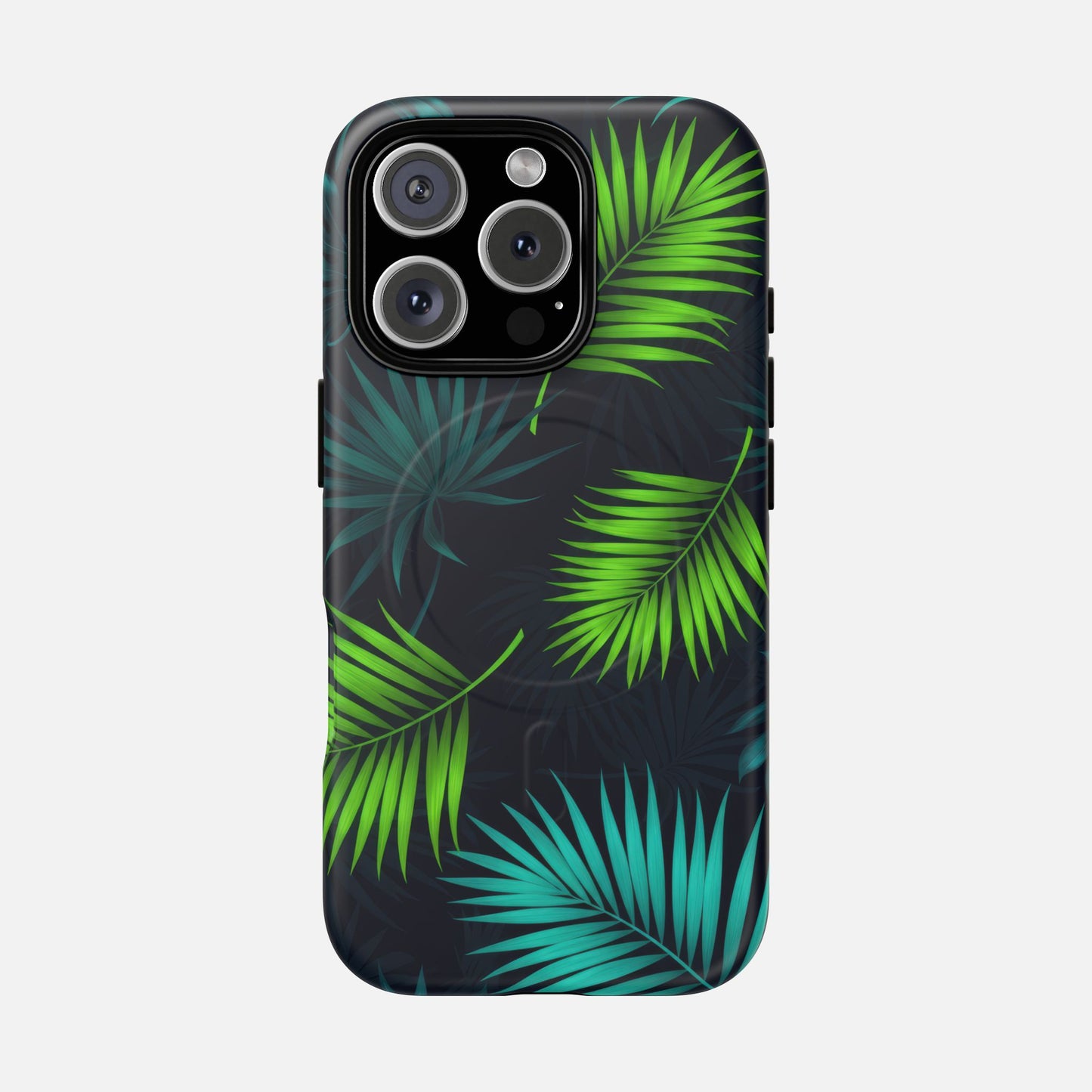 Tropical Palm Tough Magnetic Phone Case — Protective Magnetic iPhone Cover with Green Leaf Design iPhone 16 Pro Matte Phone Case