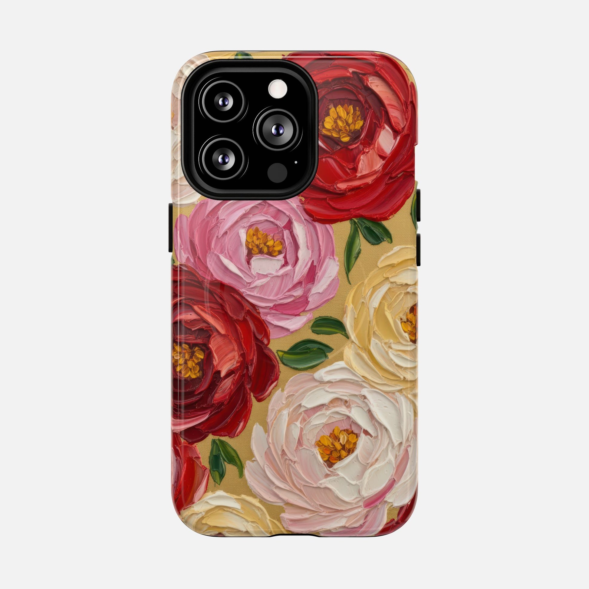 Floral Camellia Tough Magnetic Phone Case — Protective Magnetic iPhone Cover with Rose & Blush Blooms iPhone 13 Pro Glossy Phone Case