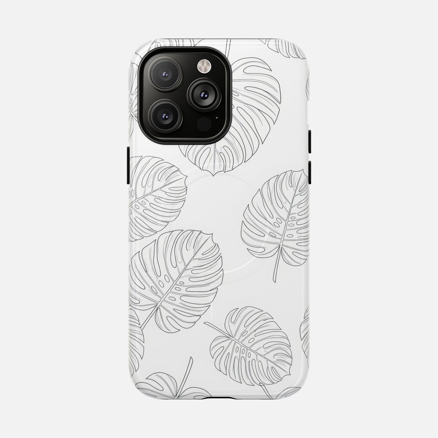 Monstera Leaf Clear Tropical Pattern iPhone Case — Tough Magnetic | MagSafe Compatible
