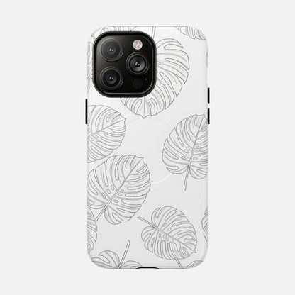 Monstera Leaf Clear Tropical Pattern iPhone Case — Tough Magnetic | MagSafe Compatible