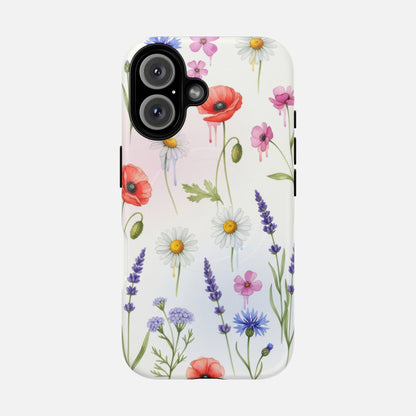 Floral Wildflower Tough Magnetic Phone Case — Poppies, Daisies & Lavender iPhone 16 Matte Phone Case