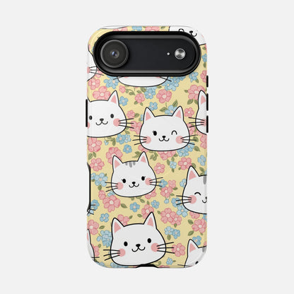 Cute Floral Cat iPhone Case — Tough Magnetic | MagSafe Compatible