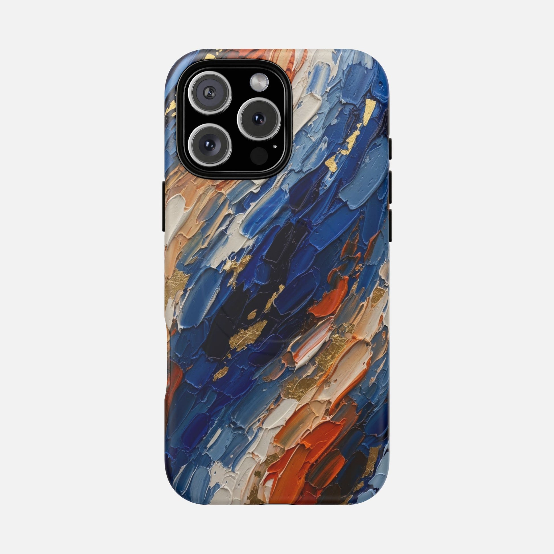Magnetic Phone Case — Abstract Blue & Orange Paint Texture iPhone 16 Pro Max Matte Phone Case