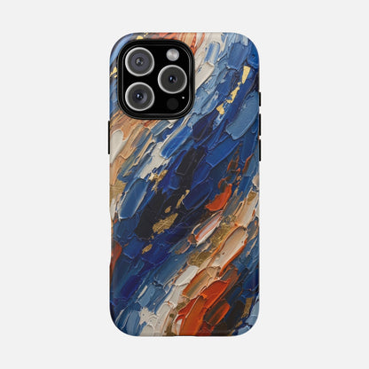 Magnetic Phone Case — Abstract Blue & Orange Paint Texture iPhone 16 Pro Max Matte Phone Case