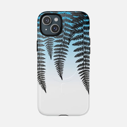 Fern Silhouette With Blue Ombre iPhone Case — Tough Magnetic | MagSafe Compatible