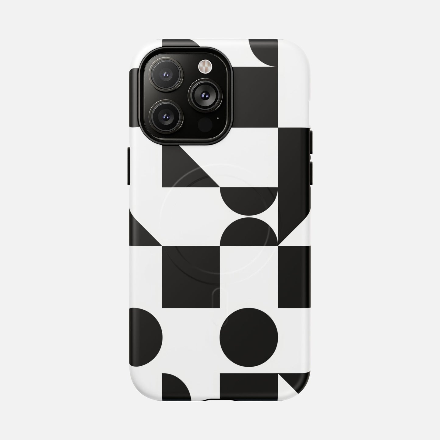 Geometric Black & White iPhone Case — Tough Magnetic | MagSafe Compatible