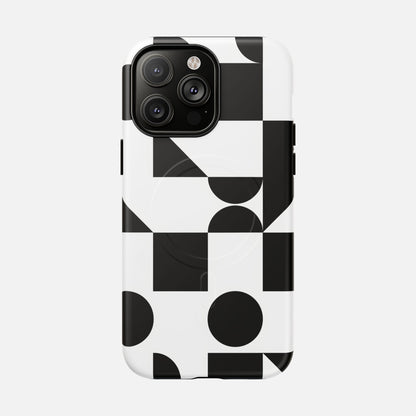 Geometric Black & White iPhone Case — Tough Magnetic | MagSafe Compatible