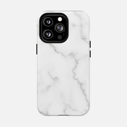 White Marble iPhone Case — Tough Magnetic | MagSafe Compatible